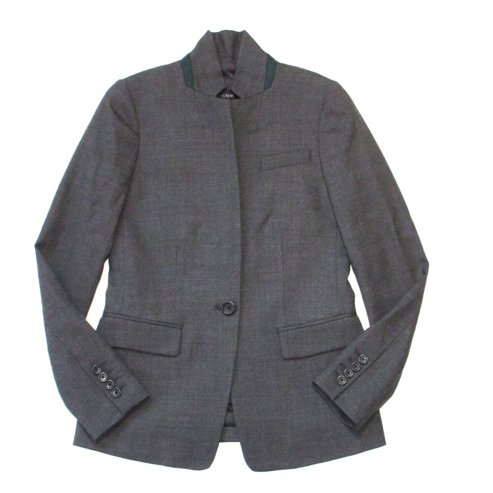 NWT J.Crew Regent Blazer in Heather Carbon Wool Flannel Single Button Jacket 0